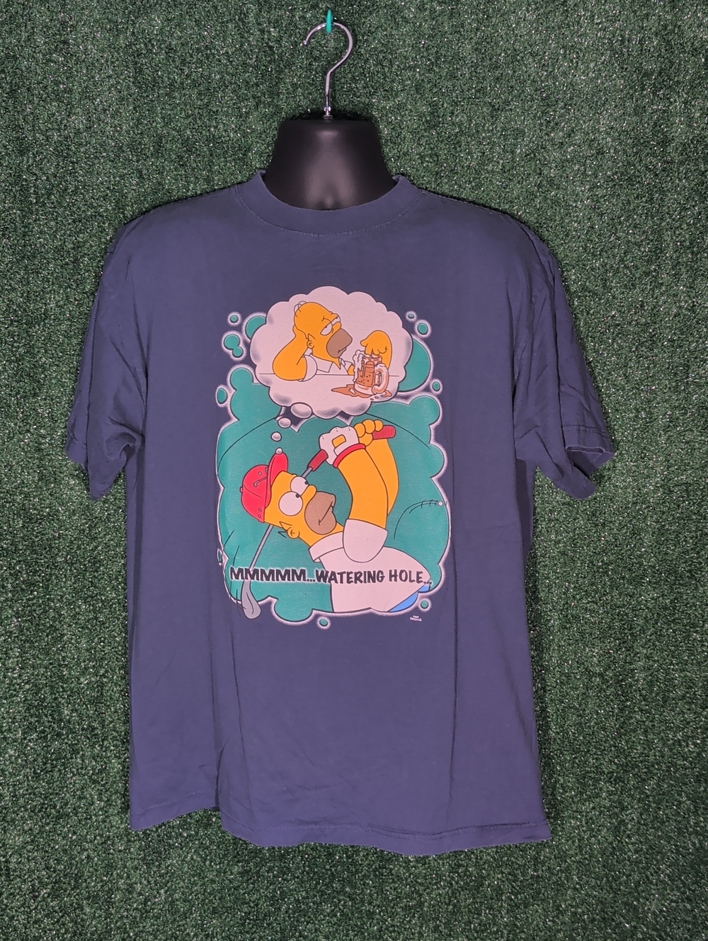 Vintage 1998 Homer Simpson Navy Watering Hole Graphic T-Shirt Size XL